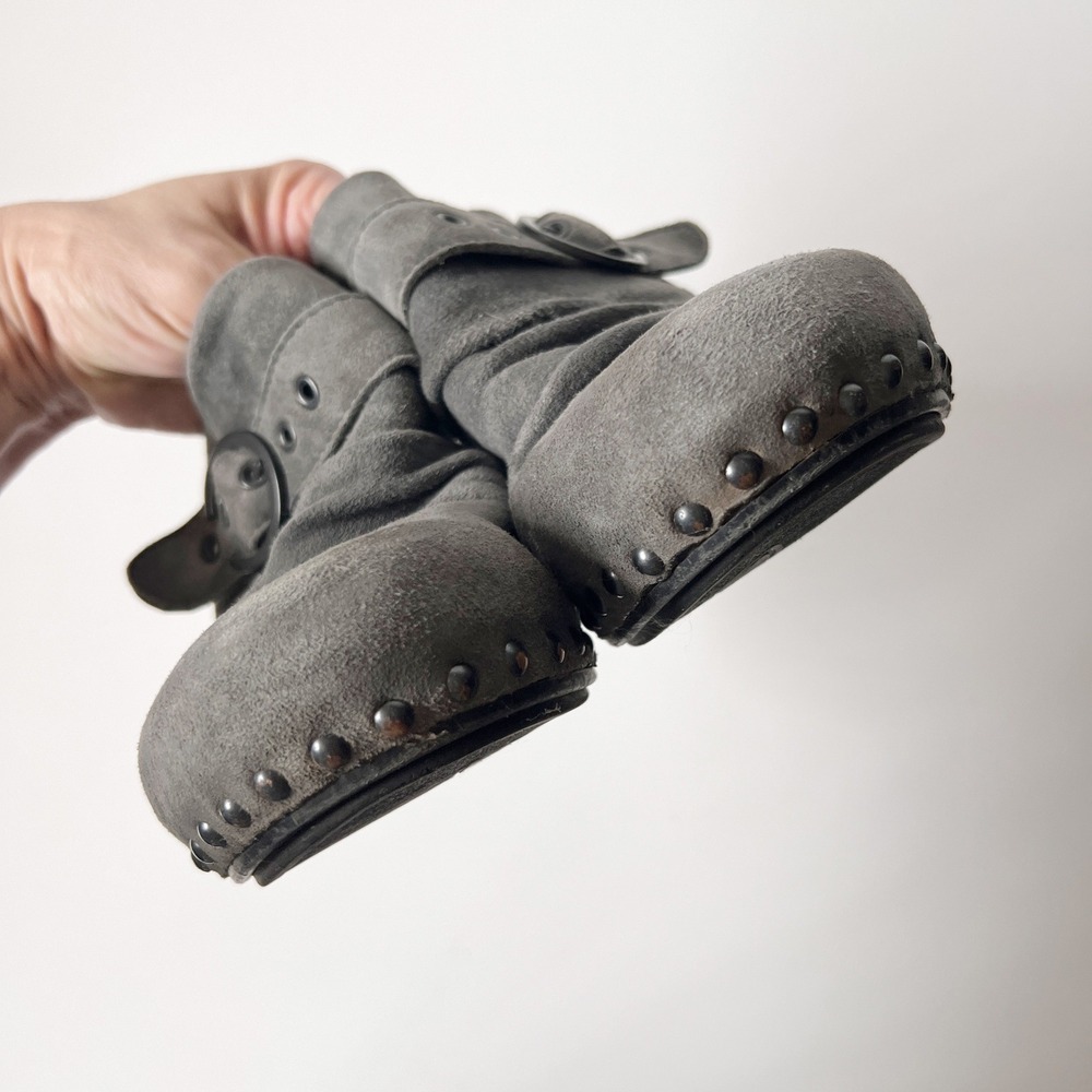 Vintage Y2K Dansko Clog Mules 39 8.5 Grey Suede Studded Heeled Boho Hippie Indie - Picture 7 of 9